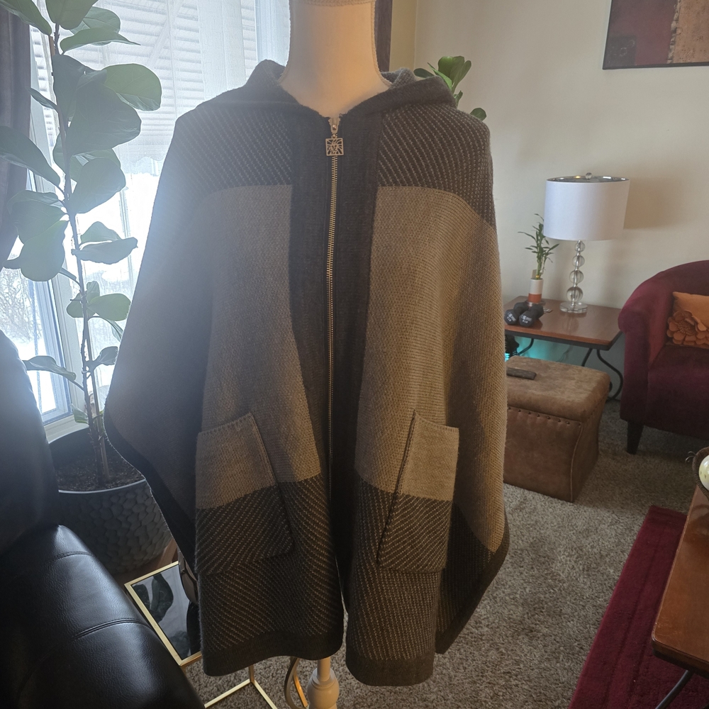 Anne Klein Black and Gray Cape